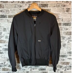 FIGS Leon Scrub Jacket Mens Med Black Excellent Bomber Style Full Zip W22WW1001